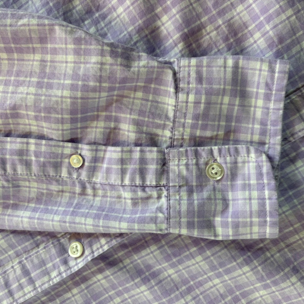 Bonobos Button Down Shirt XXL Long Purple White Plaid Standard Fit Long Sleeve - Picture 5 of 9